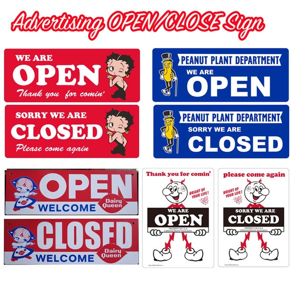 【懐かしの】American Advertising OPEN/CLOSE Sign Board プラスティックサインボード(両面) PLASIGN